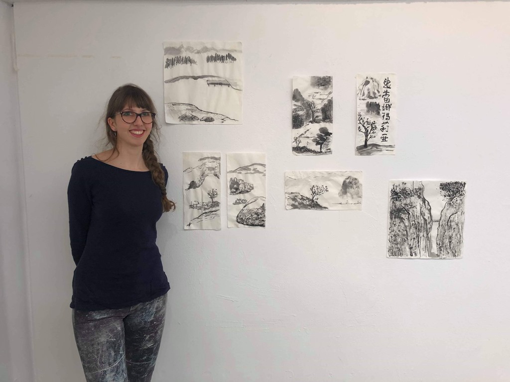 參觀同學與成果作品合影。