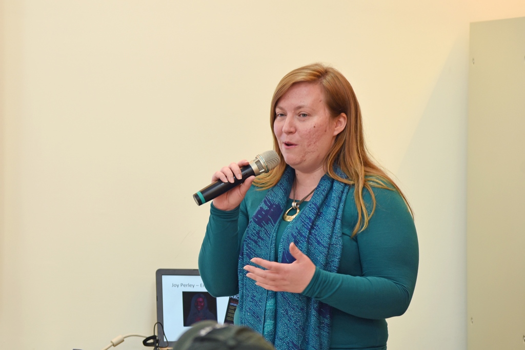 美國普渡大學西北校區國際交流中心Joy Perley向華梵師生介紹普渡大學